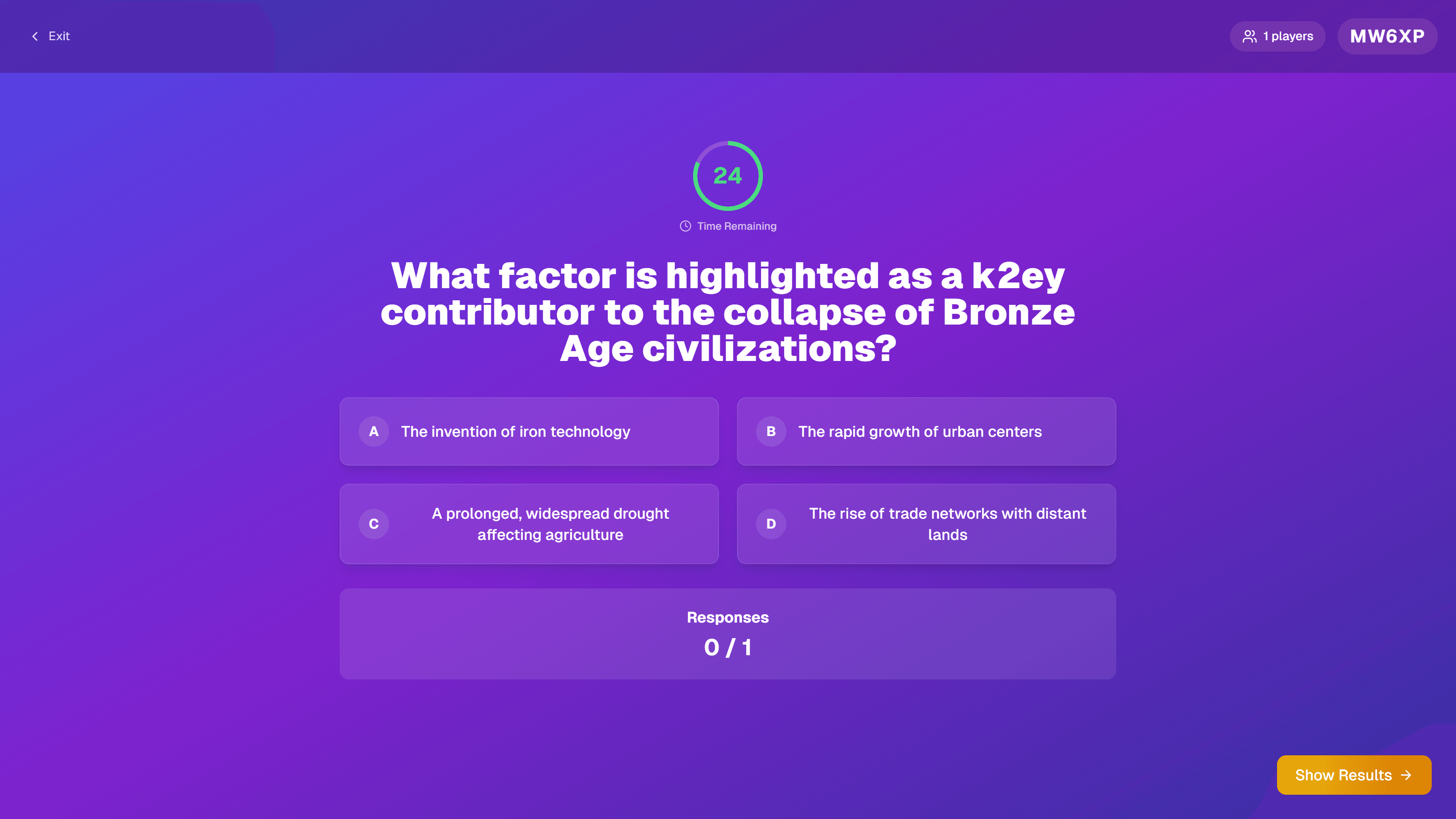 Live quiz session